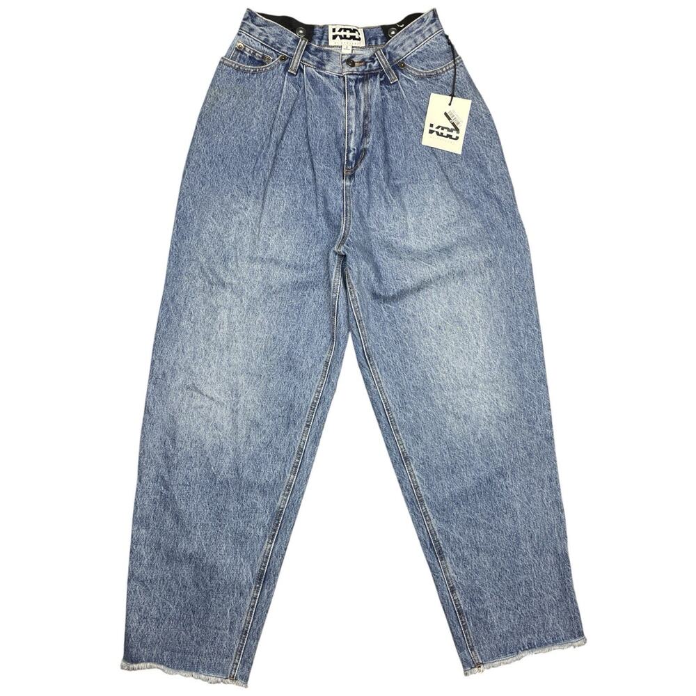 Karl Kani By Kahlana Jeans Women’s 2 High Rise Slim Fit Pleated Front Fringe Hem